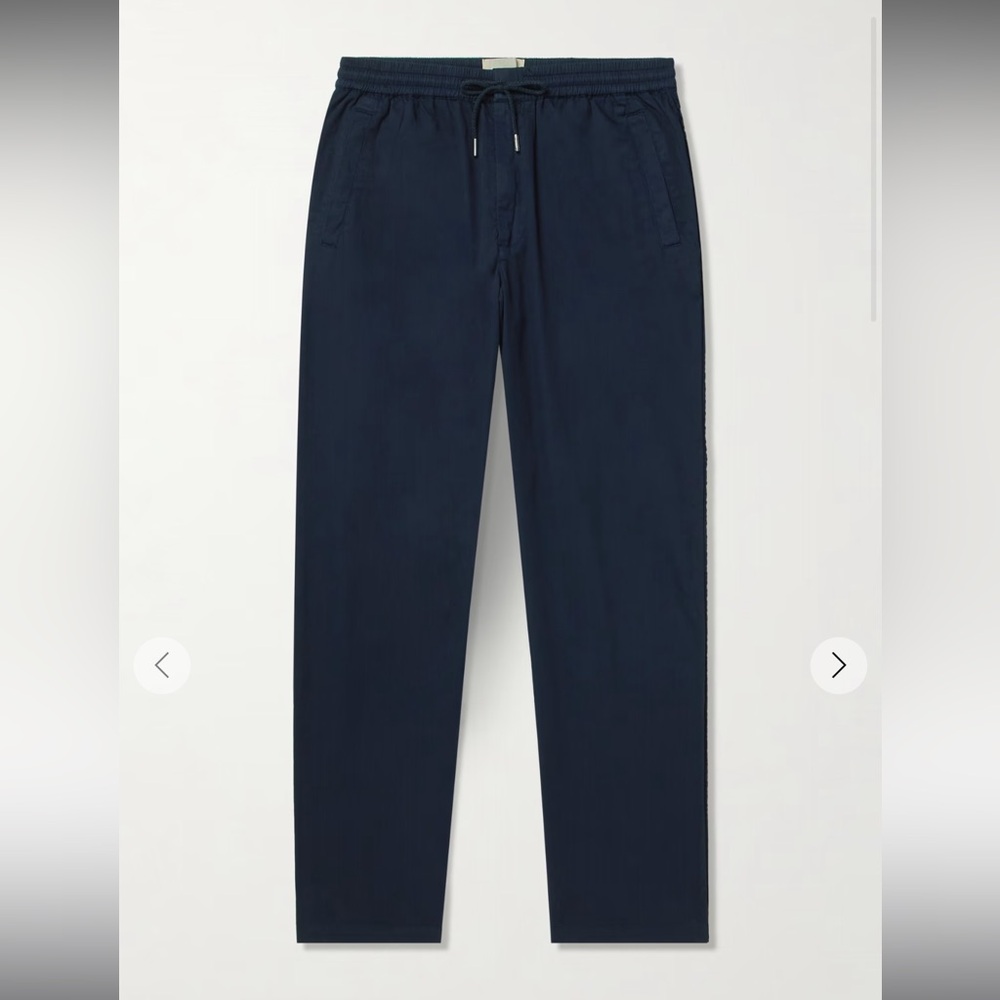 FOLK Straight-Leg Garment-Dyed Cotton-Twill Drawstring Trousers Navy Blue